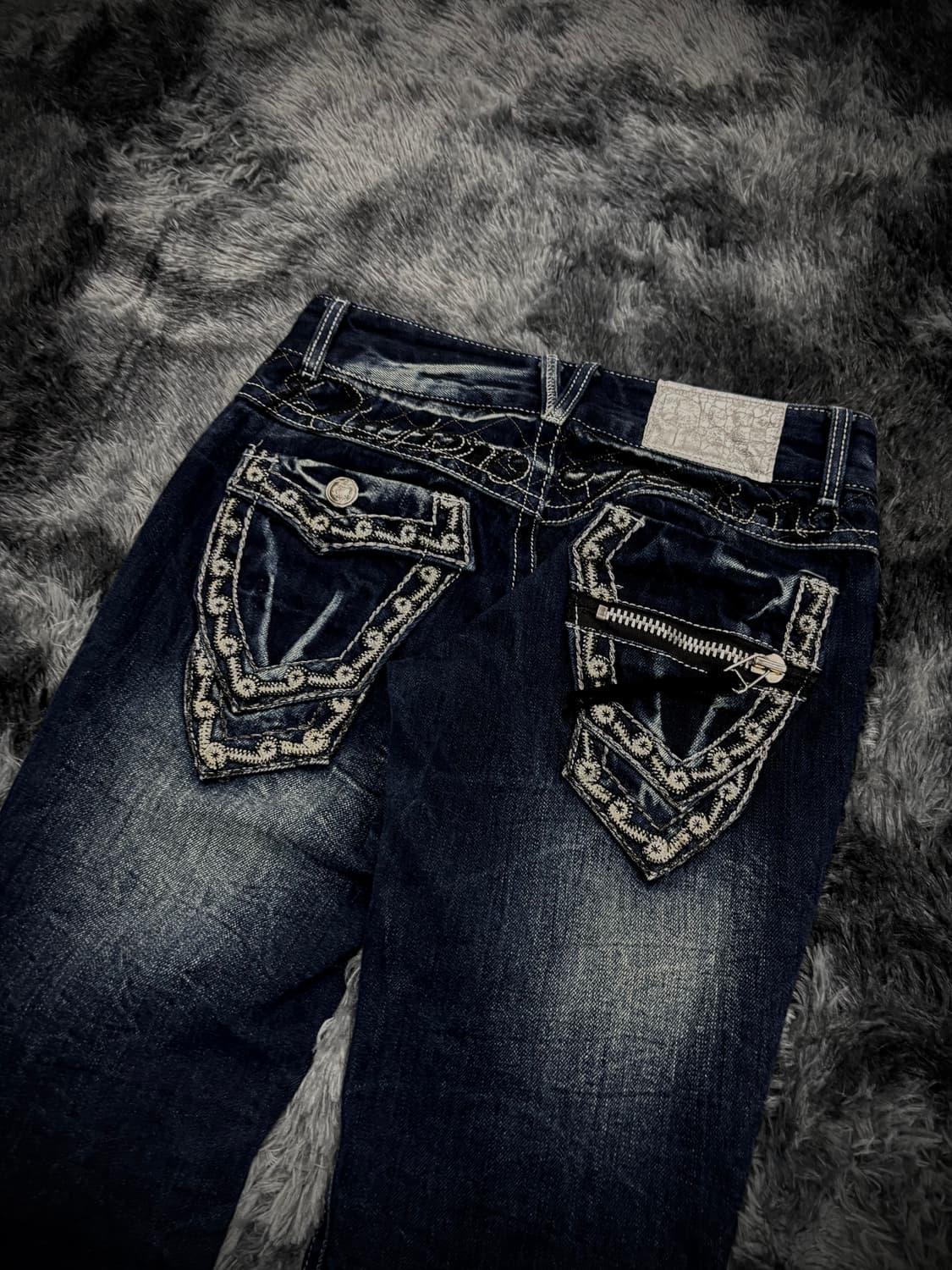 물결 워싱 뒷판 실버 글리터 부츠컷 팬츠 상품이미지8