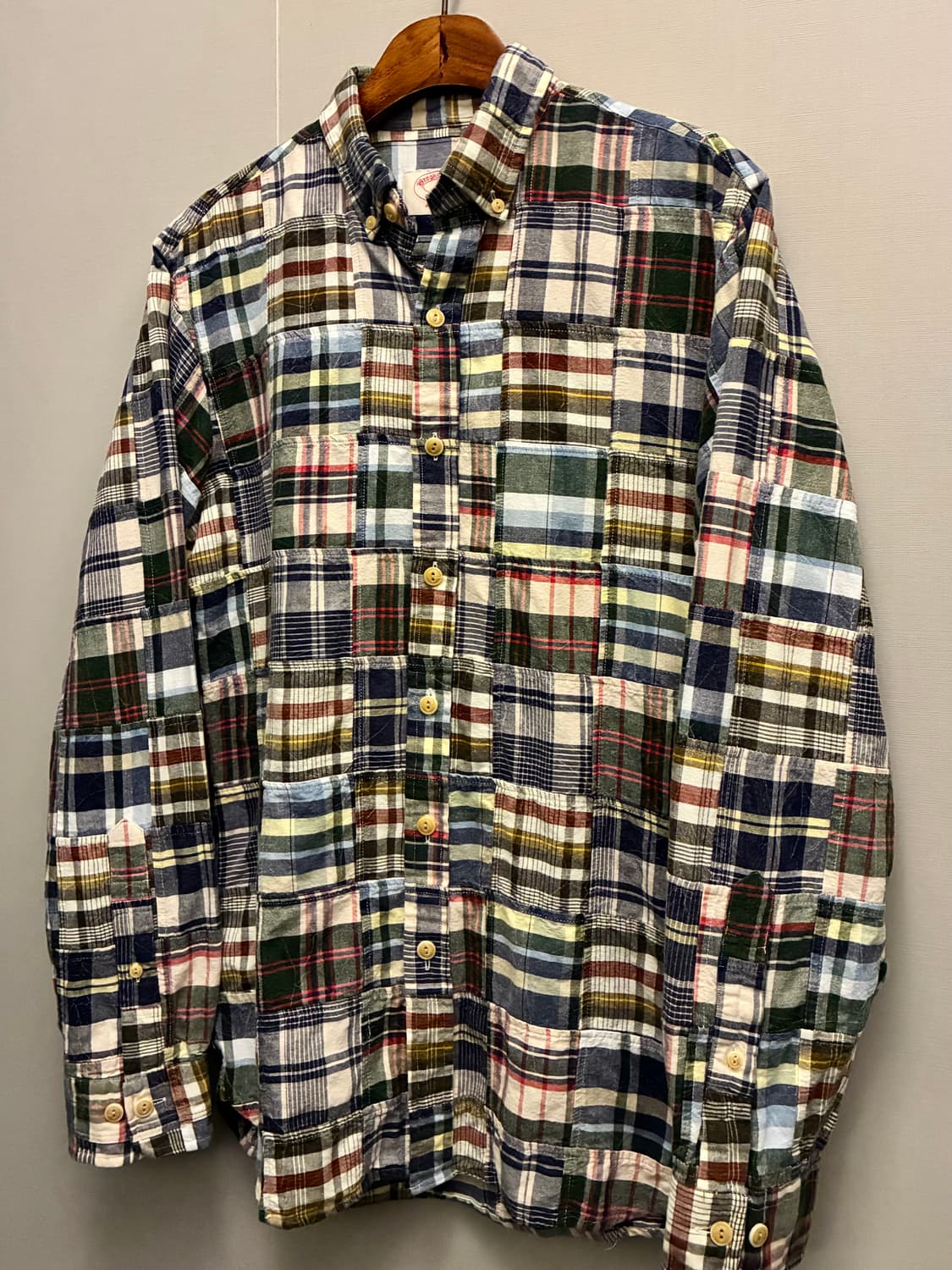 (M)브룩스브라더스 마드라스 패치워크 코튼 버튼다운 셔츠 상품이미지2