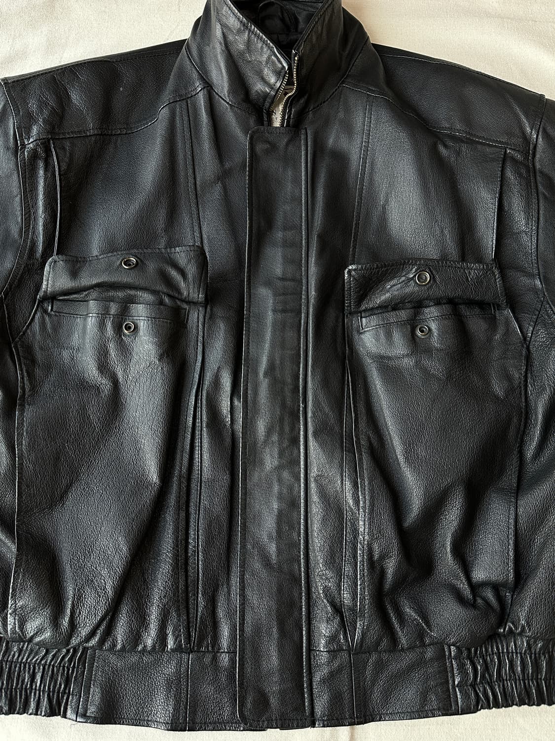 90s John Ashford 리얼 레더 자켓 블랙 M 상품이미지5