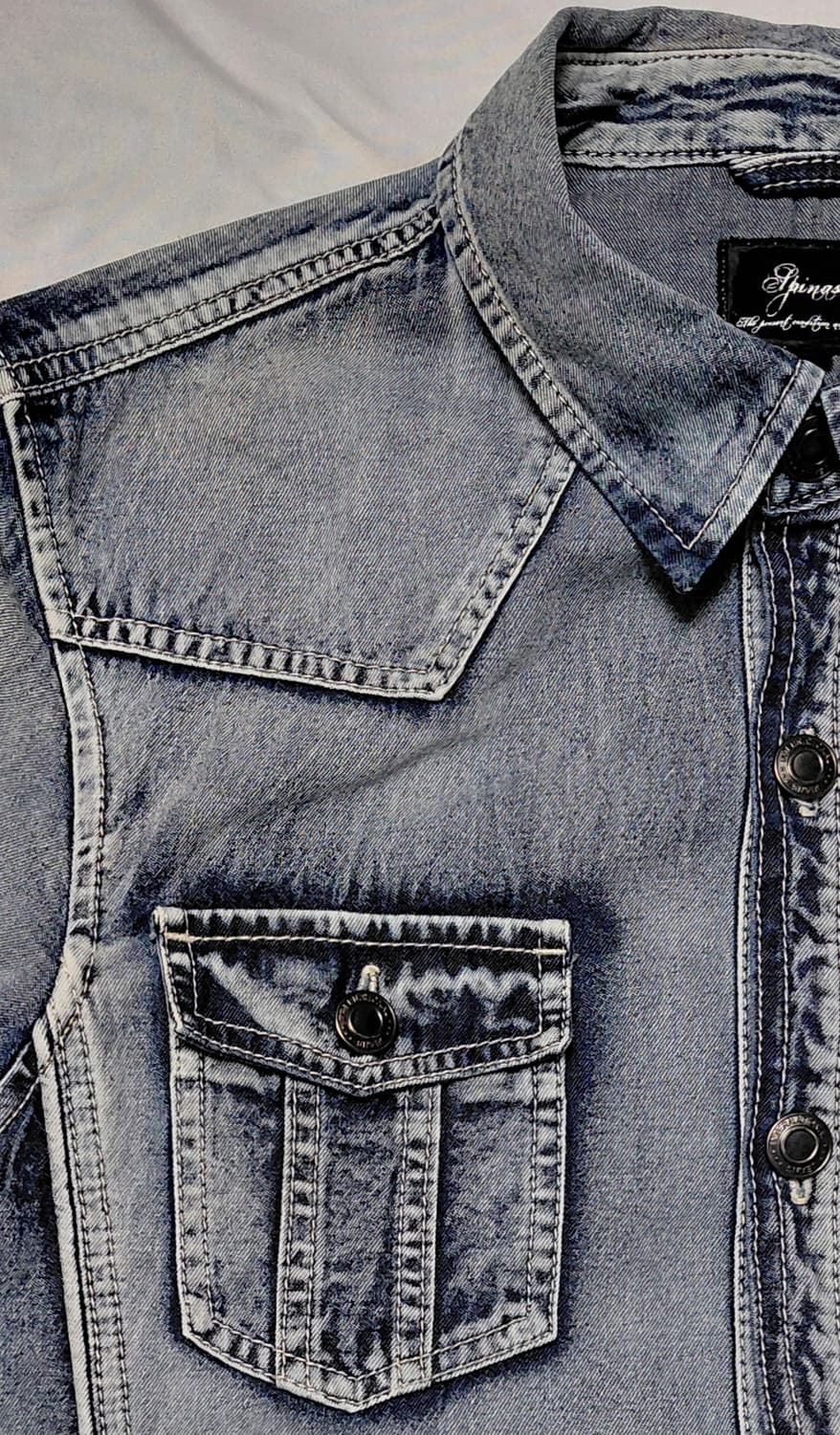 [LL] Spinash 빈티지 워싱 데님 웨스턴 반팔 셔츠 상품이미지2