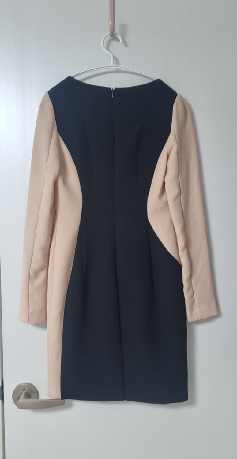 JJ 지고트 JIGOTT 블랙 베이지 배색 원피스 하객룩 상품이미지2