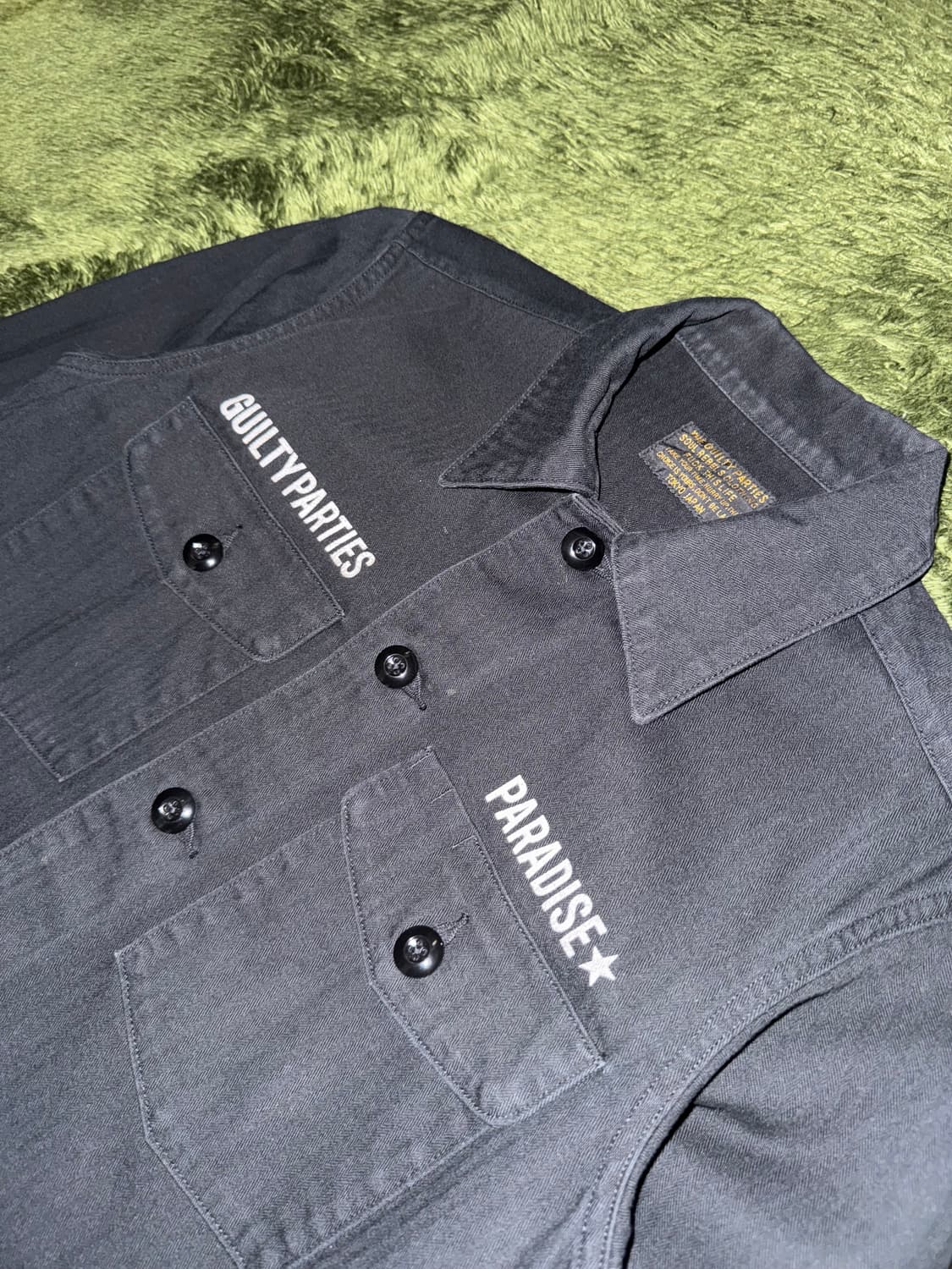 [S] WACKO MARIA 와코마리아 해링본 포켓 셔츠 블랙 상품이미지2