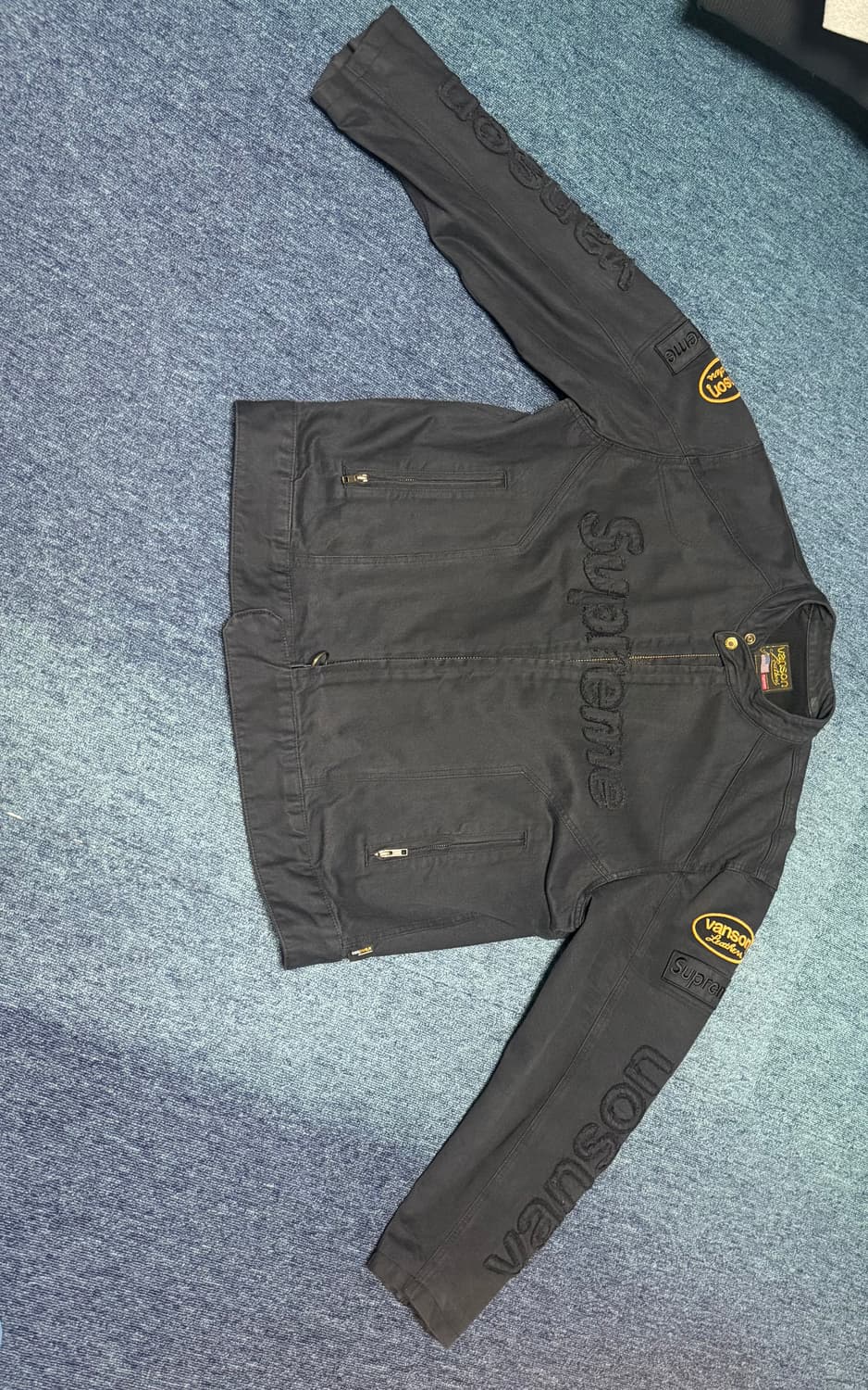 슈프림 x 밴슨 레더스 코듀라 데님 자켓 블랙 XL 상품이미지4