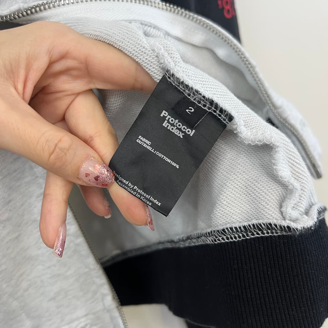 (새상품) 프로토콜 인덱스 버티보어 화이트 멜란지 후드집업 상품이미지9