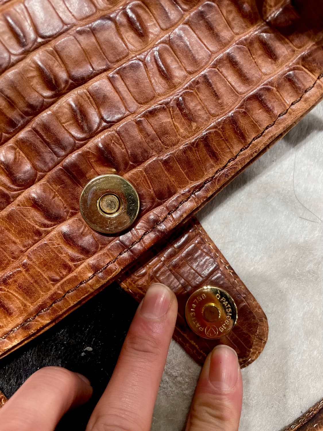 웨스턴 빈티지 크로커 패턴 레더 토트백 상품이미지5