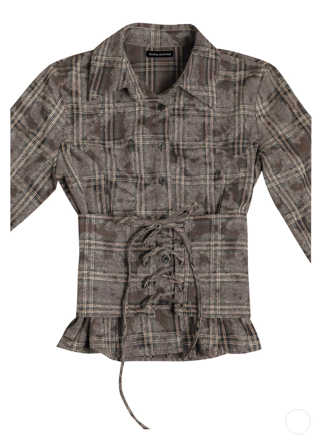 달링유어배드 체크 코르셋 셔츠 빈티지 브라운  상품이미지1
