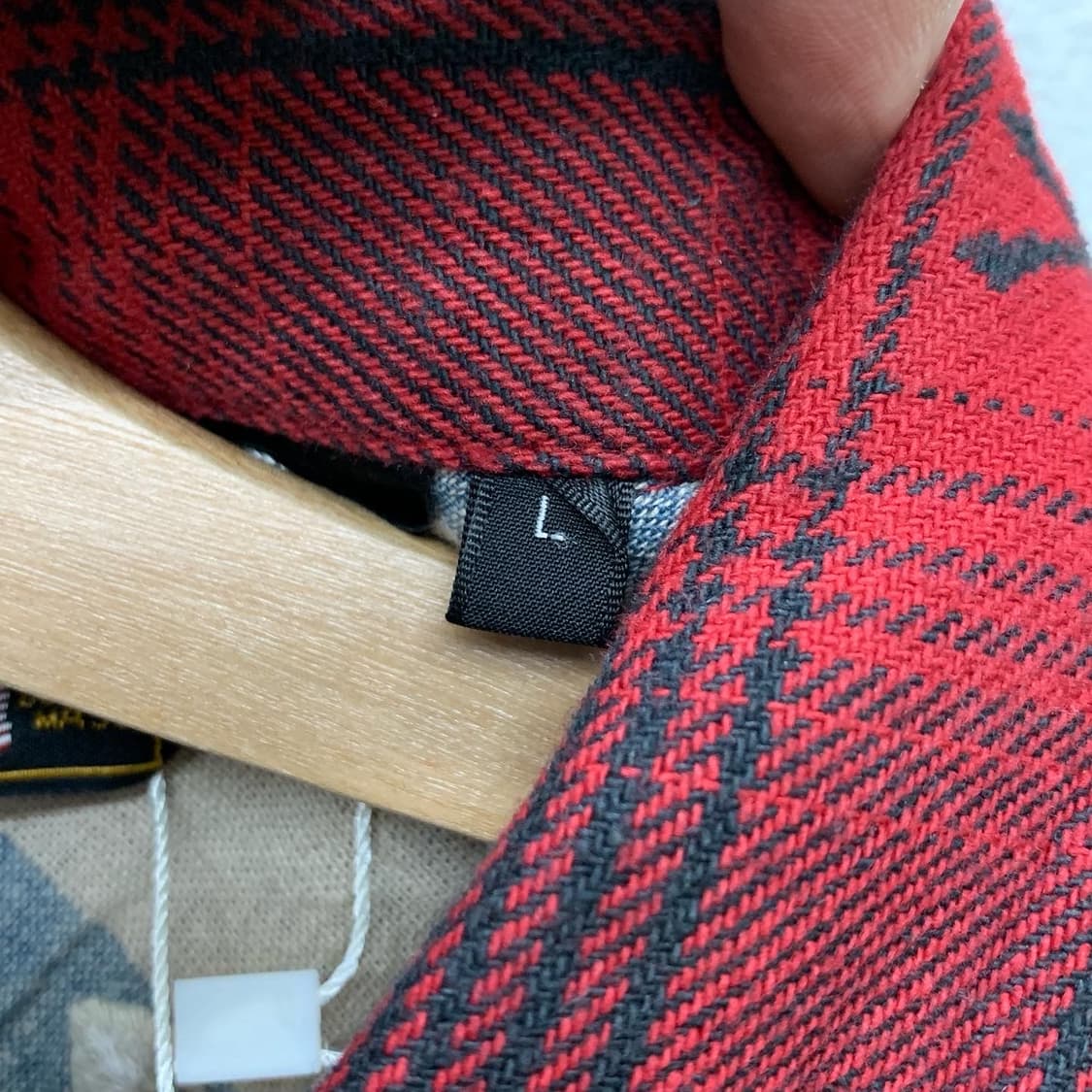 벤슨 레드 체크 빅로고 본패턴 자수 헤비 셔츠  상품이미지9