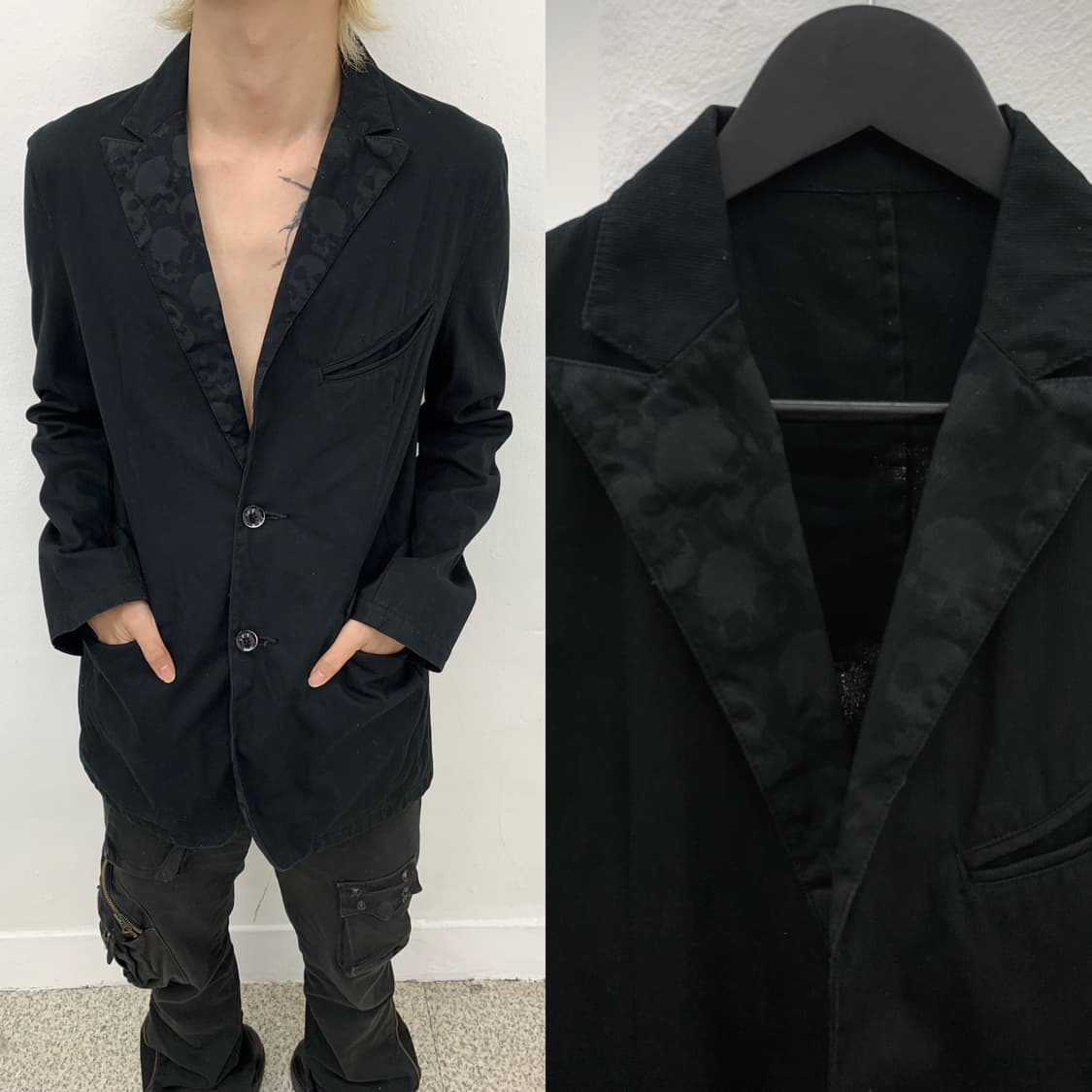 Schlussel 00s skull collar sharp blazer  상품이미지1