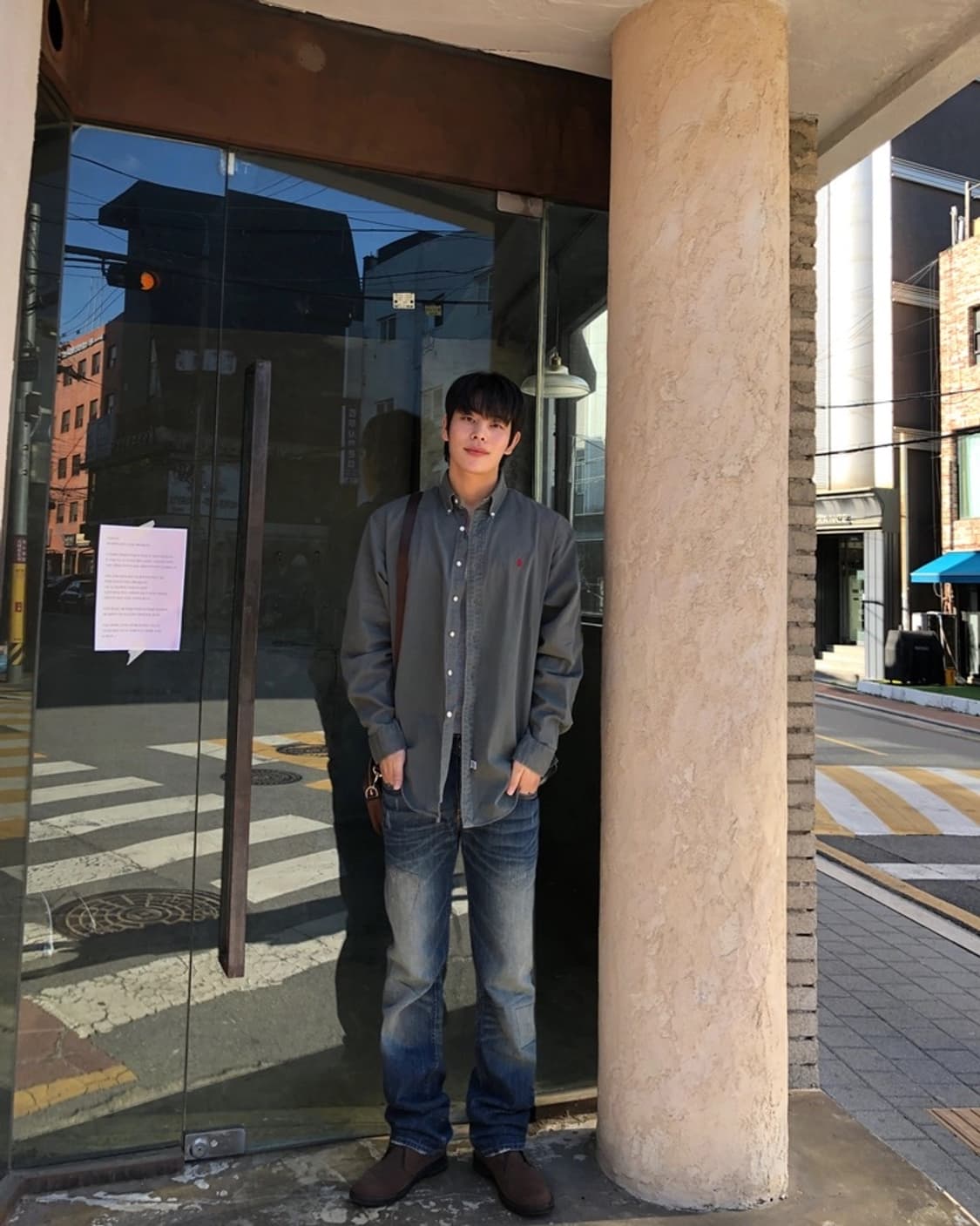 폴로 정품 빈티지 솔리드 셔츠 카키 상품이미지2