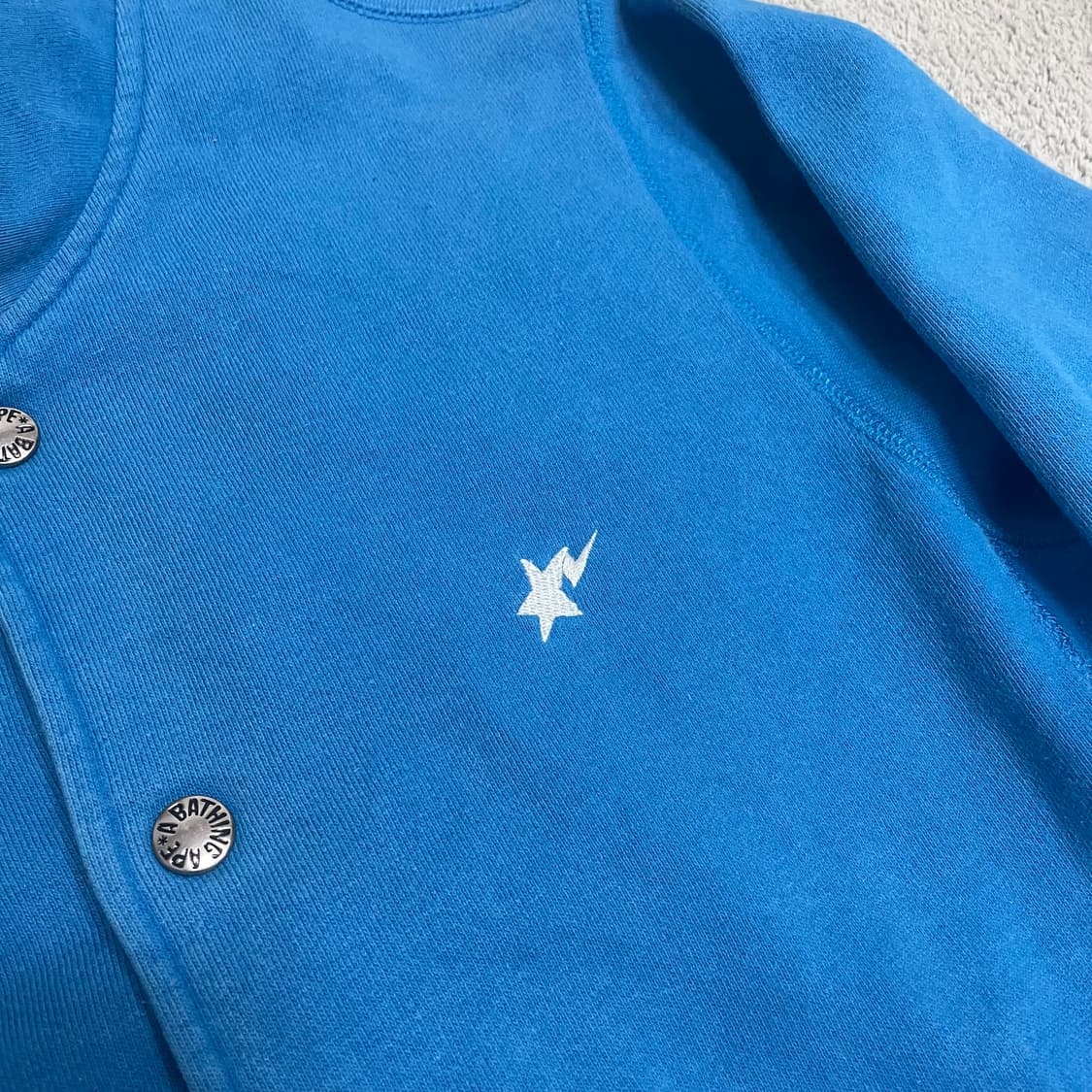 M) 베이프 스타 로고 자수 버튼 단추 자켓 블루 상품이미지2