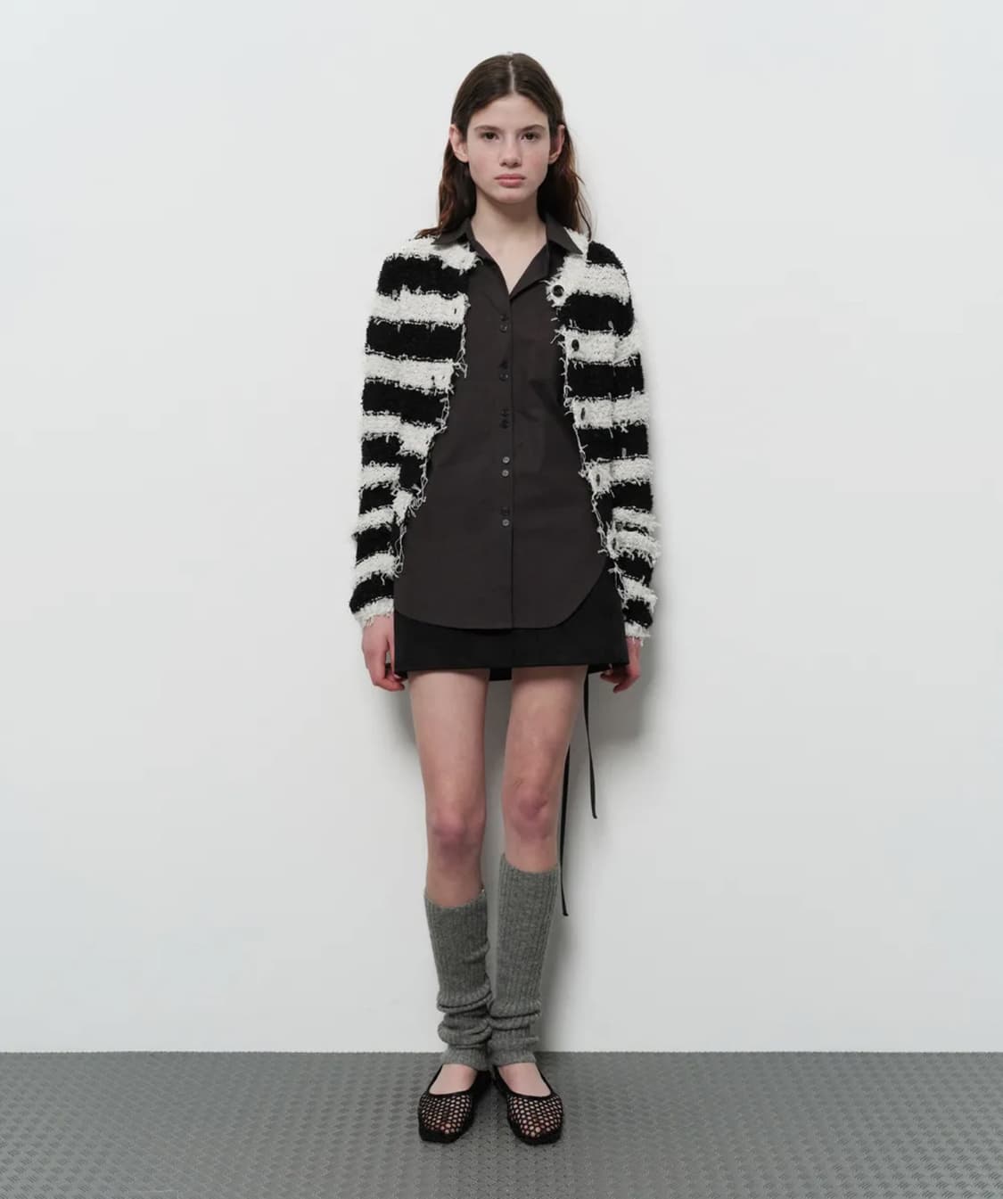 다이애그널 스트라이프 가디건 니트 가디건 단가라 상품이미지5