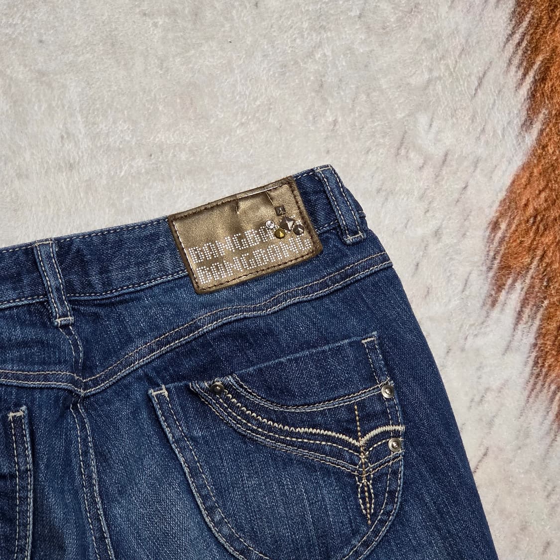 빈티지 스터드 자수 진청 스트레이트 팬츠 상품이미지2