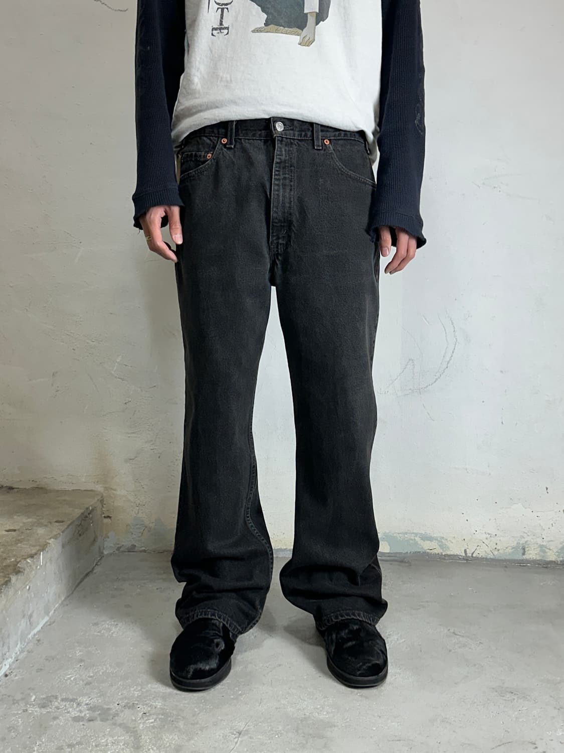 90's 빈티지 리바이스 517 블랙 부츠컷 플레어진 상품이미지1