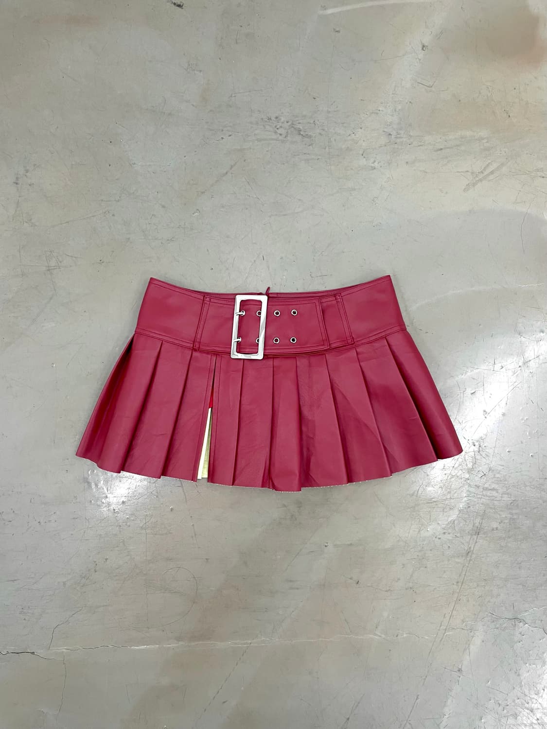 Layered Red leather skirt 상품이미지2