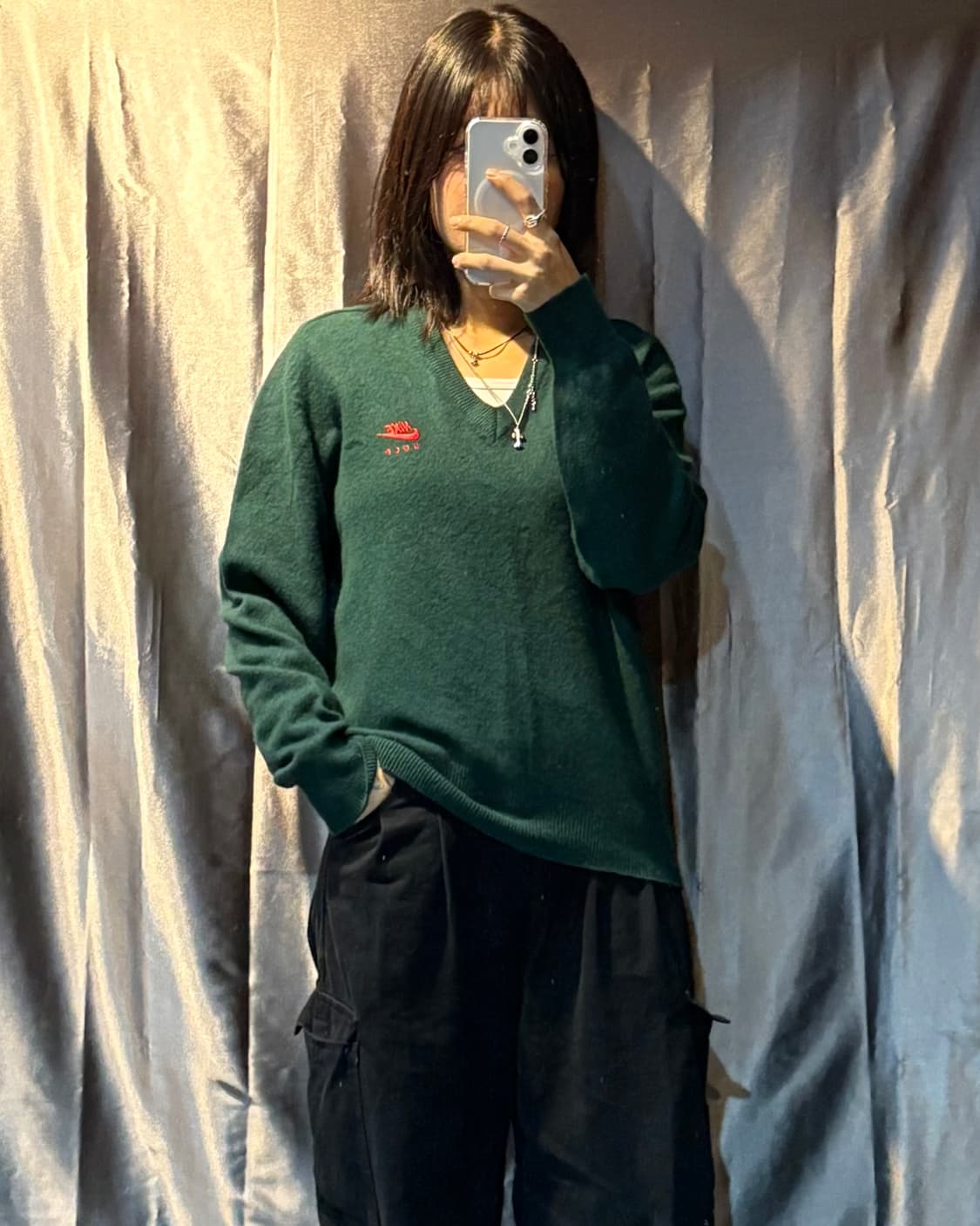 S Nike 나이키 90s 브이넥 레드 스우시 니트 상품이미지1