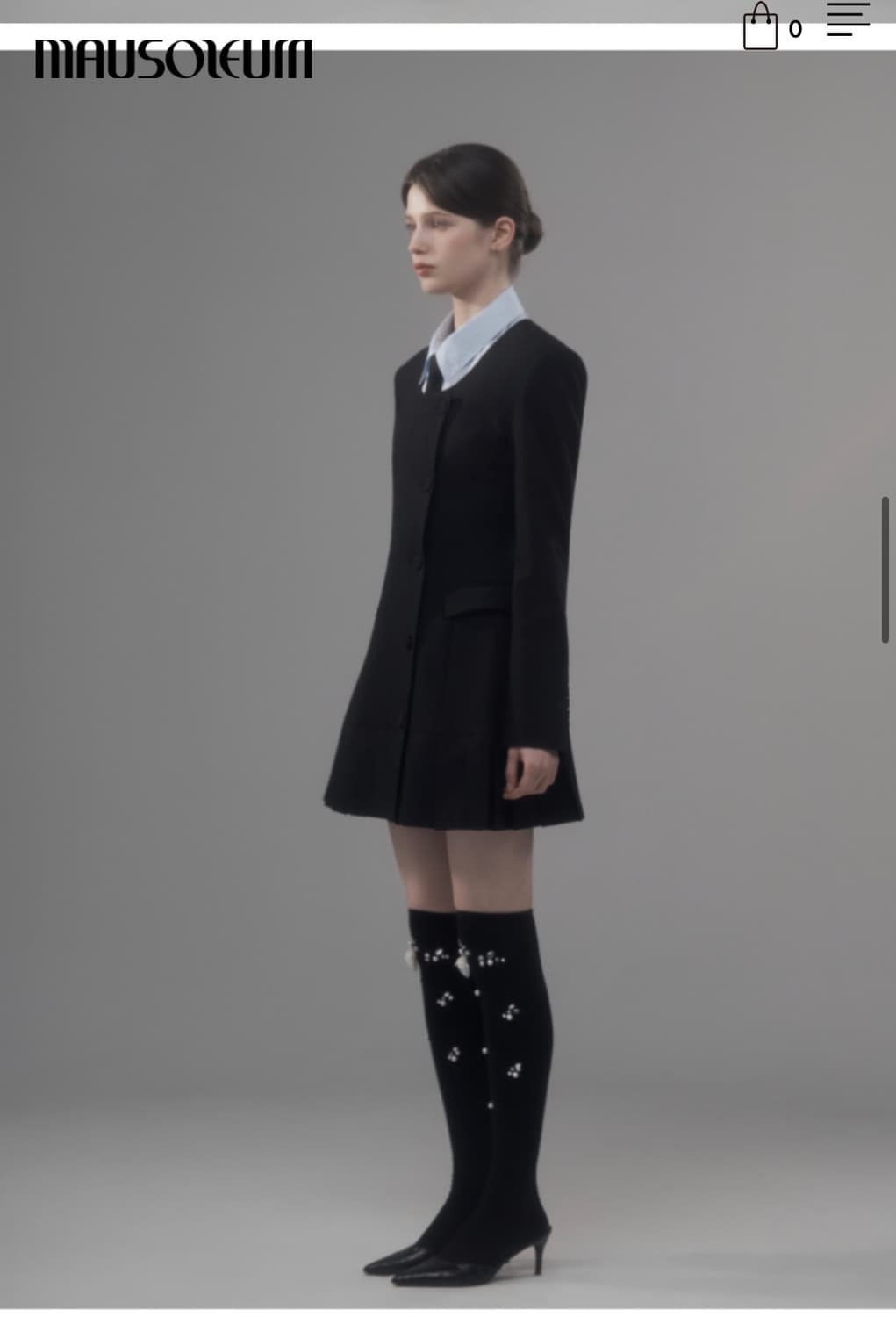 마우솔레움 Jenn 라운드넥 플리츠 수트 자켓 드레스 상품이미지2