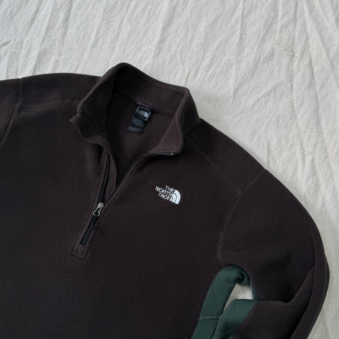 노스페이스 해외판 브라운 배색 플리스 반집업 L 상품이미지2