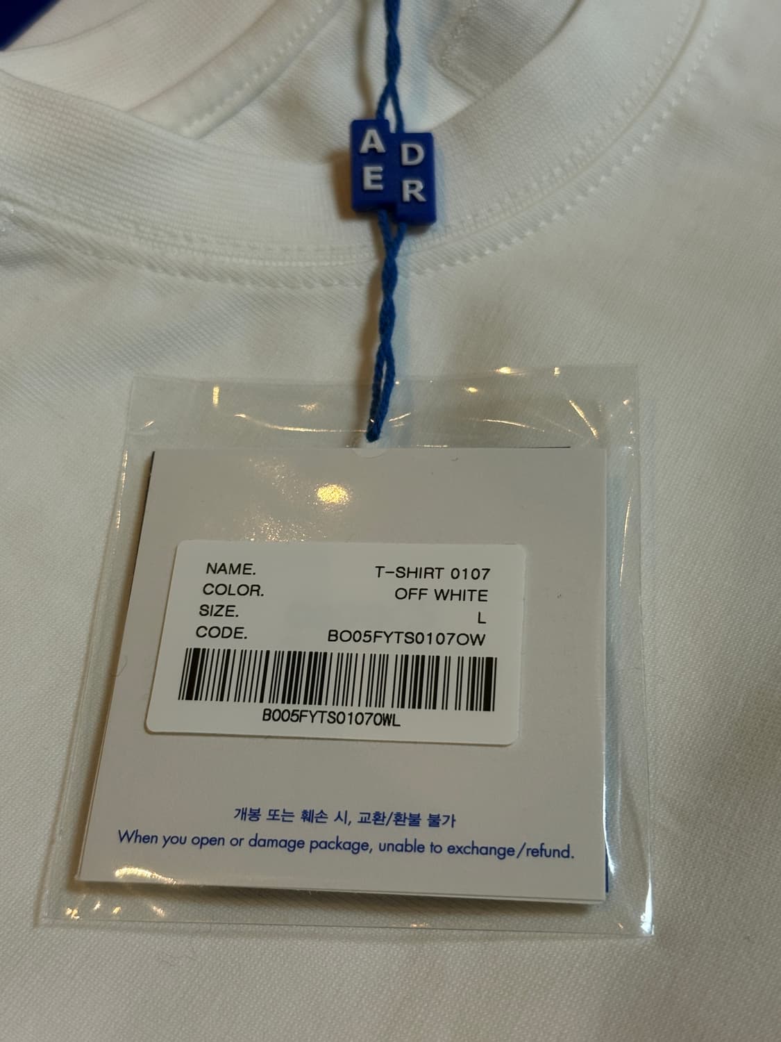 아더에러 도쿄 스페이스 티셔츠 화이트 한정판 L 새거 상품이미지4