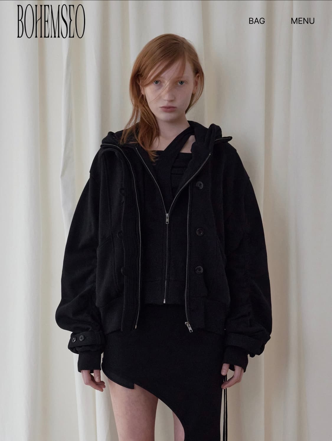 보헤미안서울 HOOD DETACHABLE JERSEY ZIP UP 상품이미지1