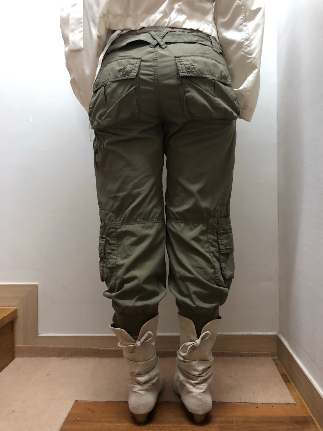 빈티지 카키 카고 카프리 팬츠 상품이미지6