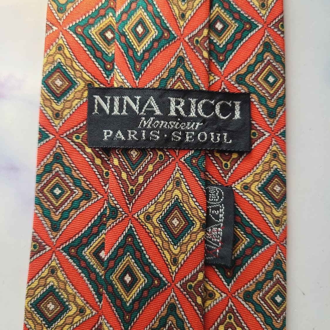 니나리치 실크 오렌지 기하 패턴 넥타이 8.9cm A+~A등급 E709 상품이미지8