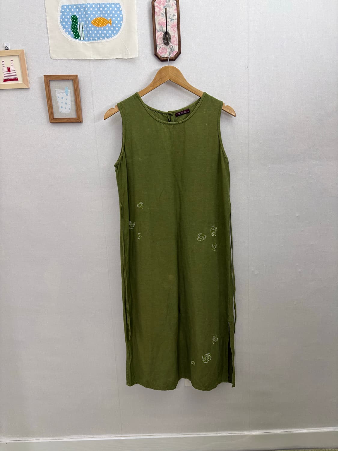 녹색 자수 롱 원피스 상품이미지4