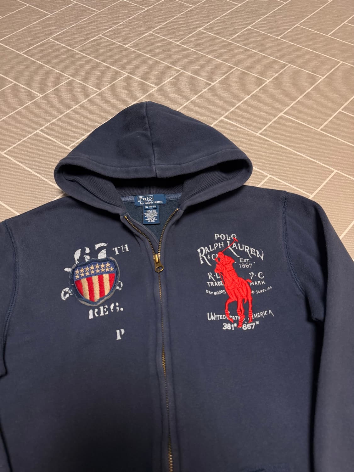 폴로 빅포니 성조기 후드집업 네이비 상품이미지3