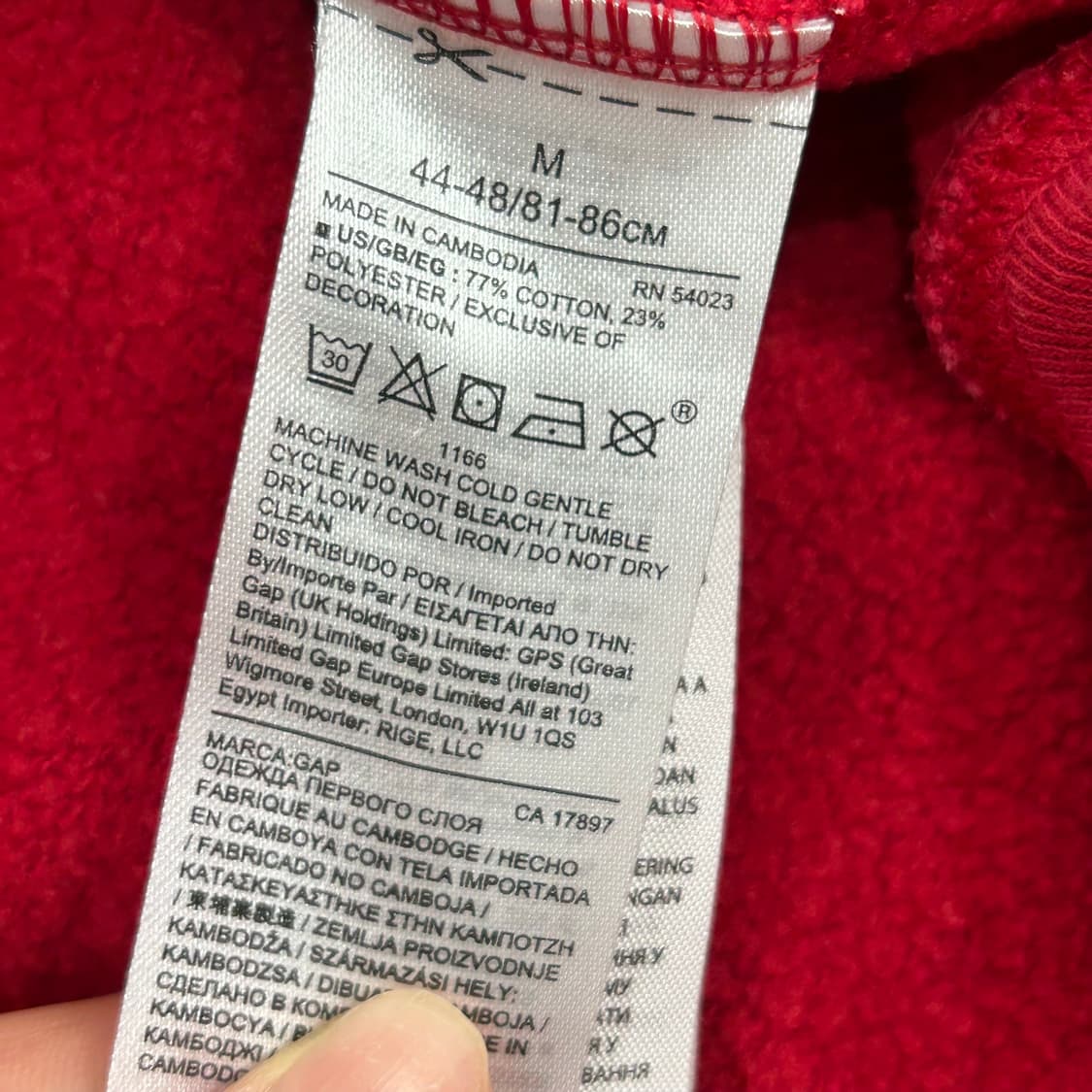 Gap 갭 네이비 로고 레드 후드티 상품이미지7