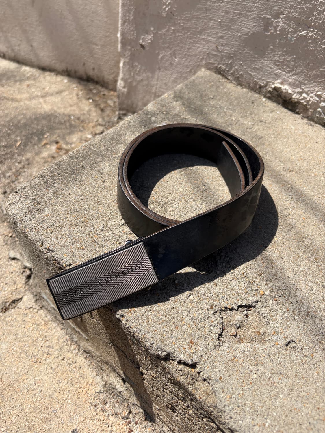 Armani Exchange 블랙 레더 벨트 상품이미지2
