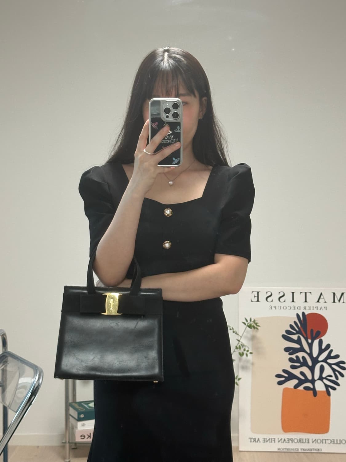 페라가모 블랙 토트백 간치니 리본 바라보우 토트백 상품이미지8