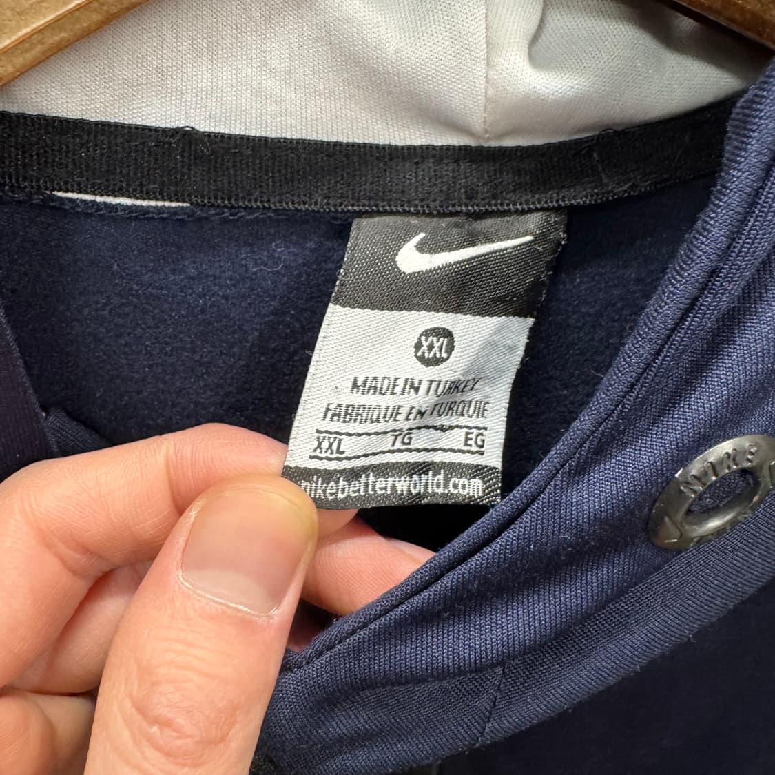 나이키 에어 후드 트랙 자켓 전면 스우시 로고 포인트 네이비 화이트 상품이미지8