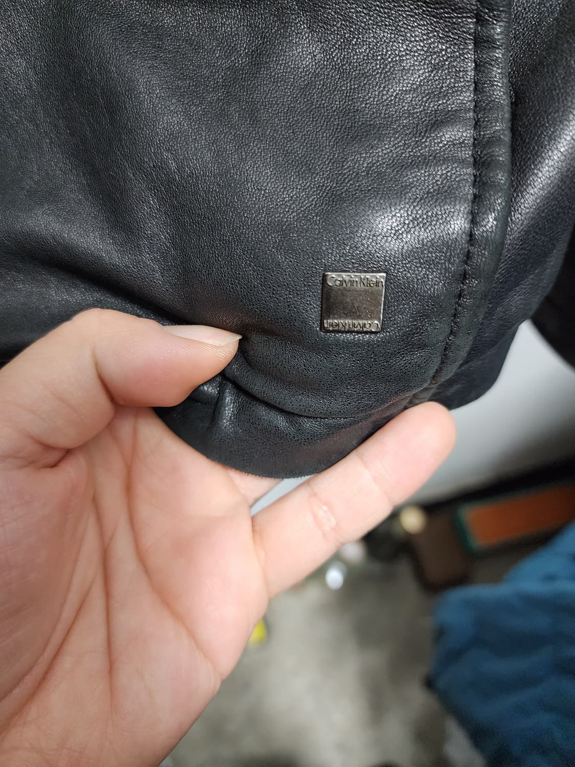 캘빈클라인 누빔 스틸로고 가죽자켓 상품이미지4