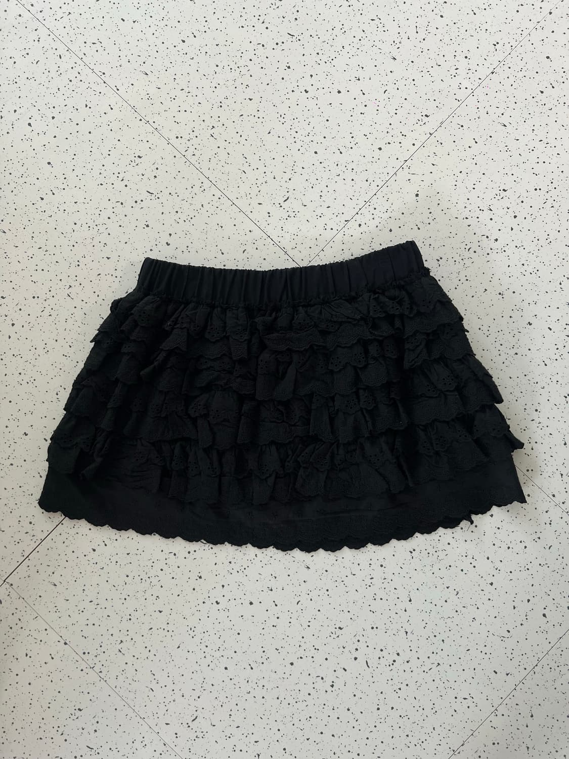 락케이크 레이스 캉캉 미니스커트 레이어드스커트 블랙 상품이미지4