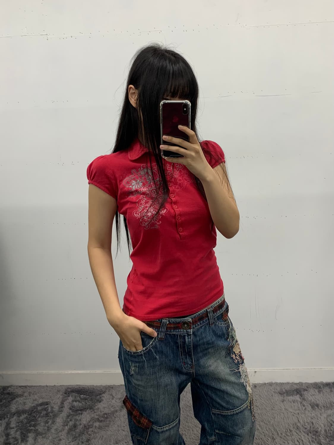 Guess jeans y2k 딱붙 카라 반팔티 상품이미지1