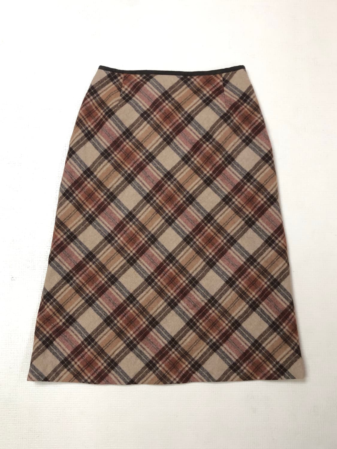 빈티지 브라운 울 체크 스커트 상품이미지9