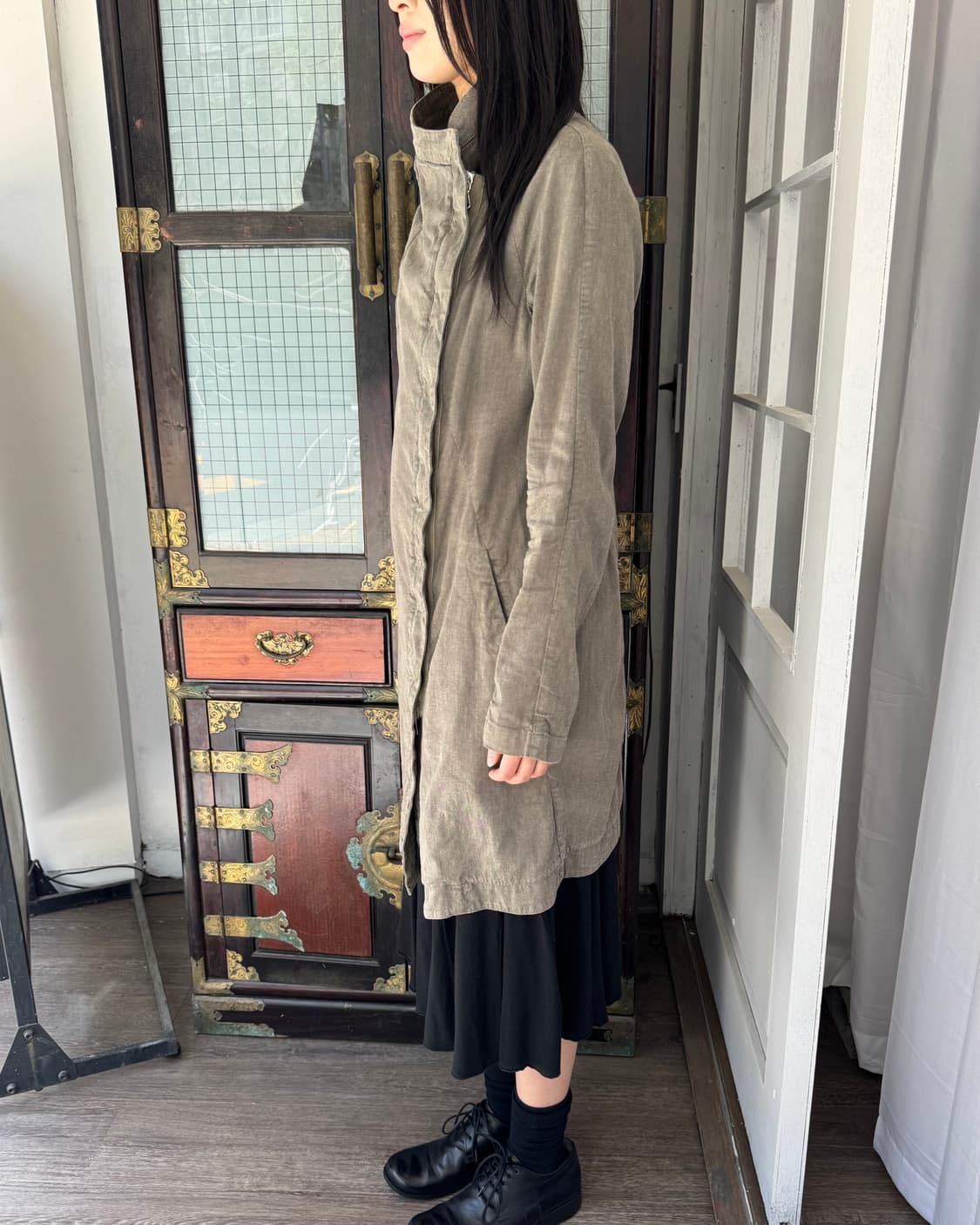 TRANSIT 린넨 비대칭 집업 코트 상품이미지2