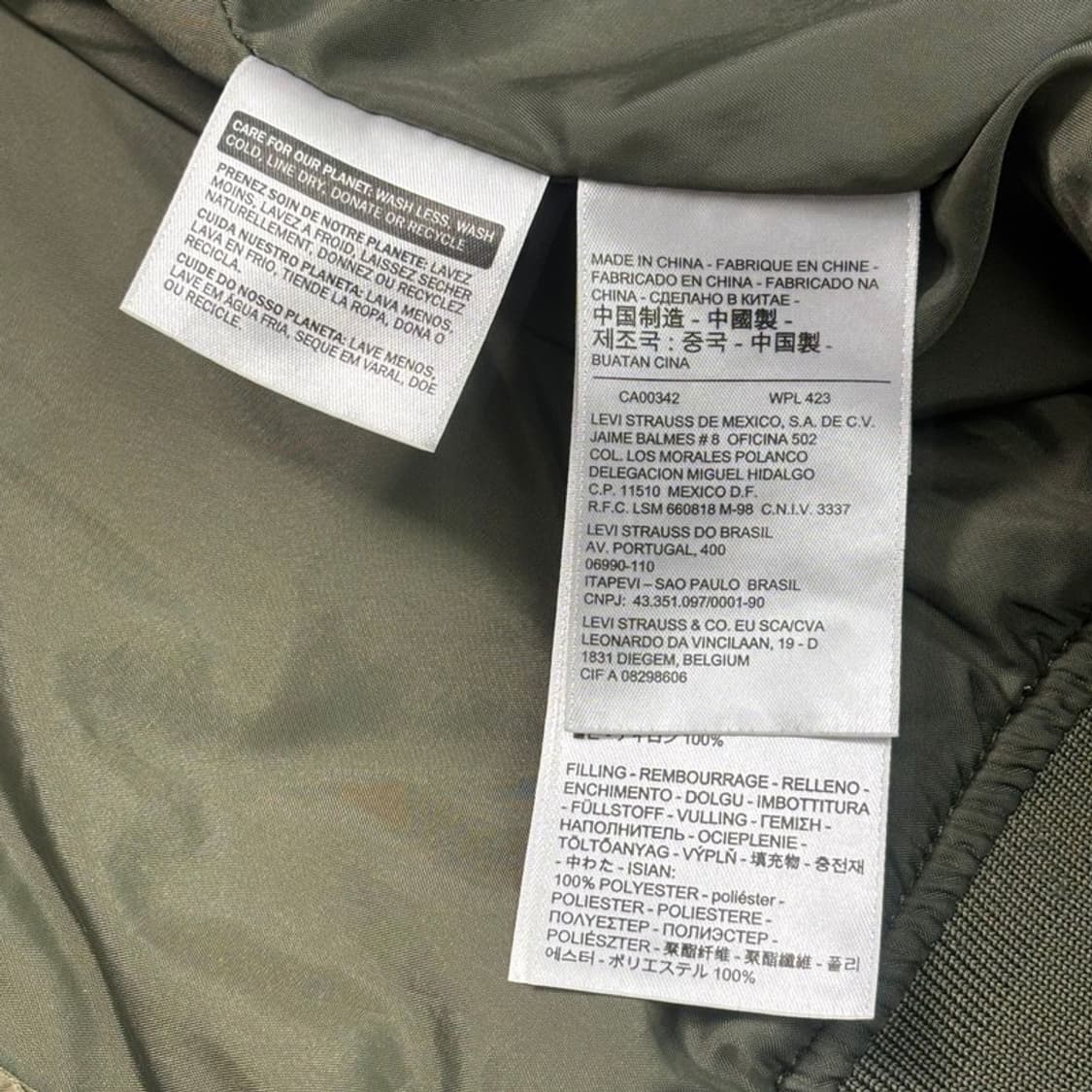 LEVIS 퀄팅 봄버 자켓 카키 L 상품이미지7