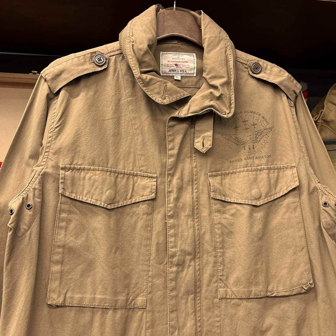 00s 아비렉스 PX 봄버윙 스텐실 M-65 필드자켓 카키 N1142 상품이미지3
