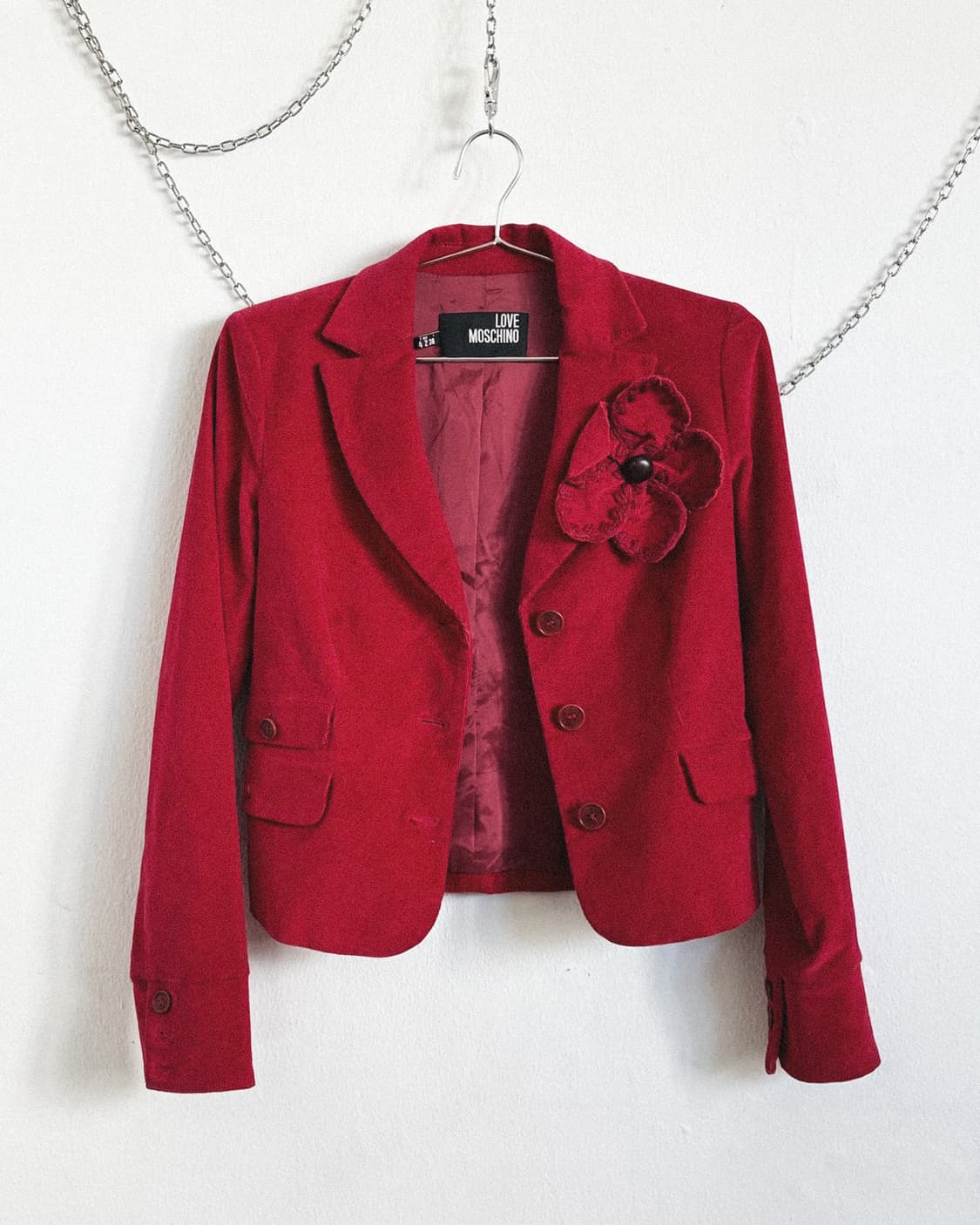 모스키노 by 제레미스캇 레드 플라워 브로치 핀코듀로이 크롭컷 자켓 상품이미지5