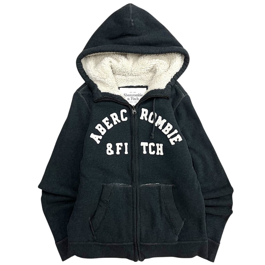 아베크롬비 센터로고 차콜 양털 후드집업 L 상품이미지2