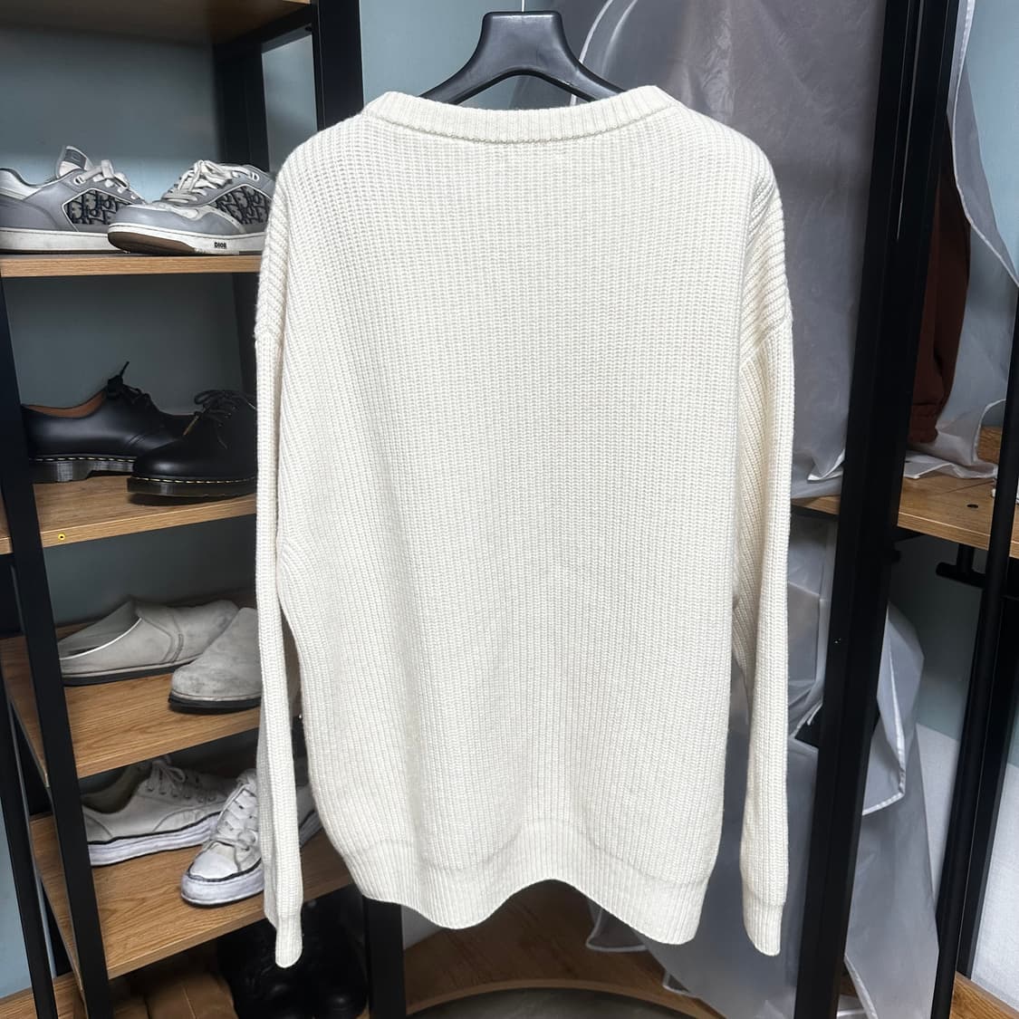 [오버핏S] 셀린느 리브드 울 니트 아이보리 상품이미지5
