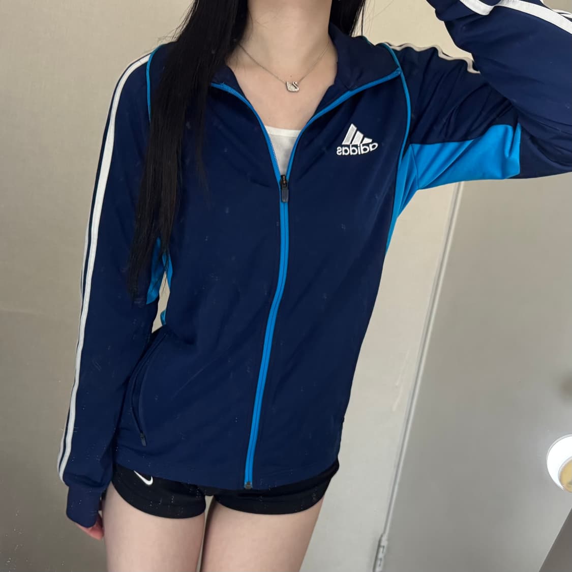 아디다스 삼선 로고 네이비 블루 배색 져지  상품이미지1