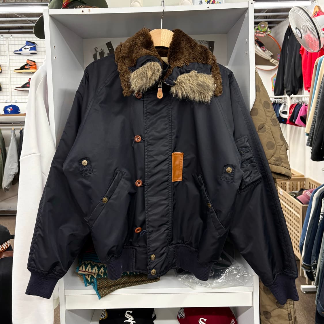(M) 90s Lee 퍼 넥 항공 점퍼 자켓 made in JAPAN 상품이미지1