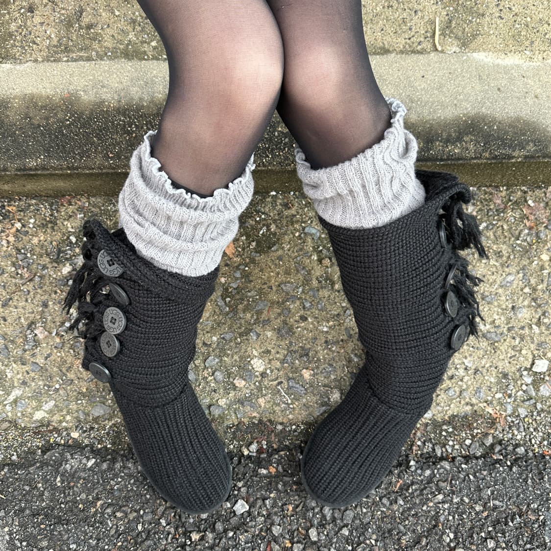 00s 레어 단추 5개 프린지 카디 어그 부츠 상품이미지6