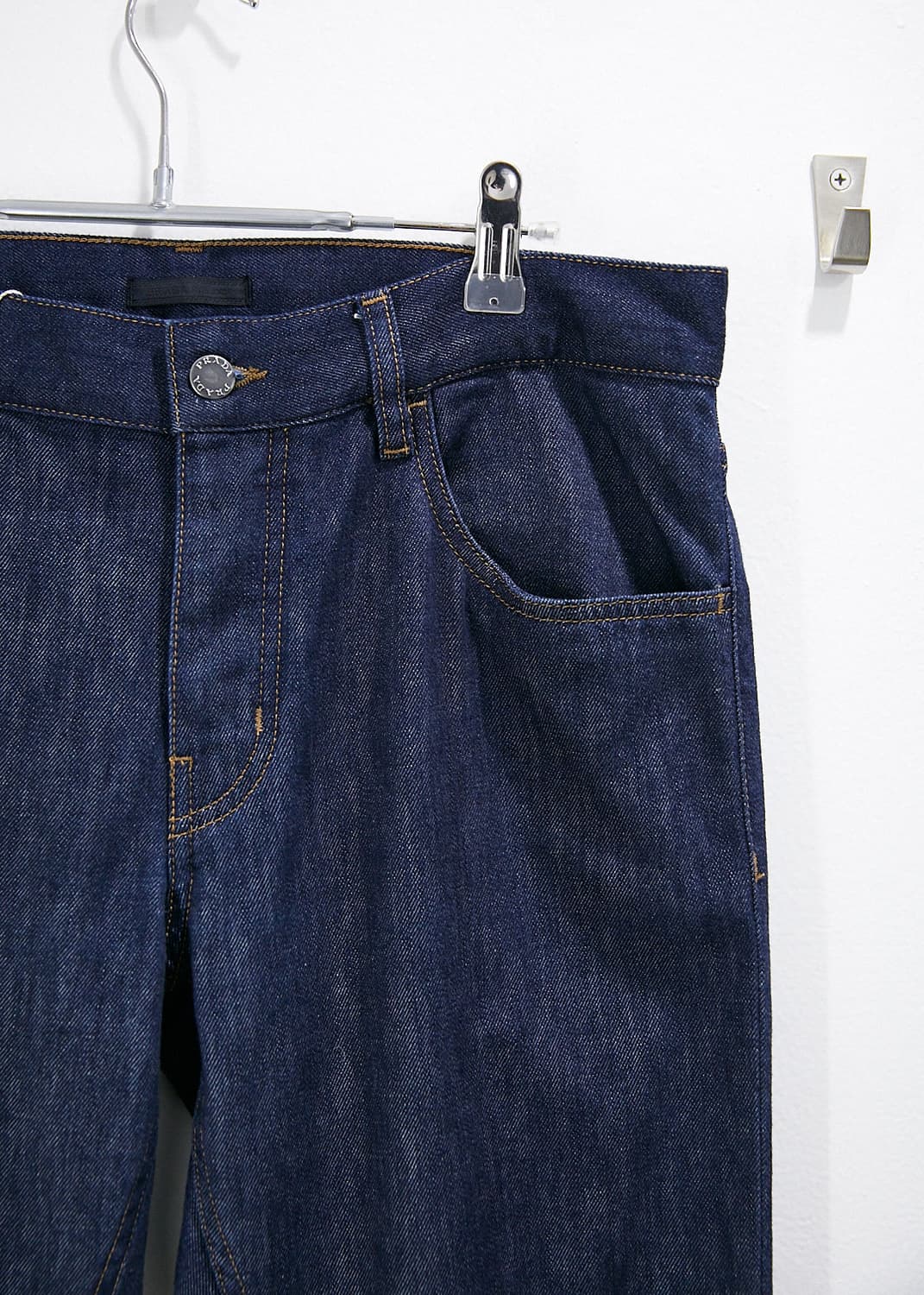 Leather Patch Straight Denim Jeans 상품이미지3