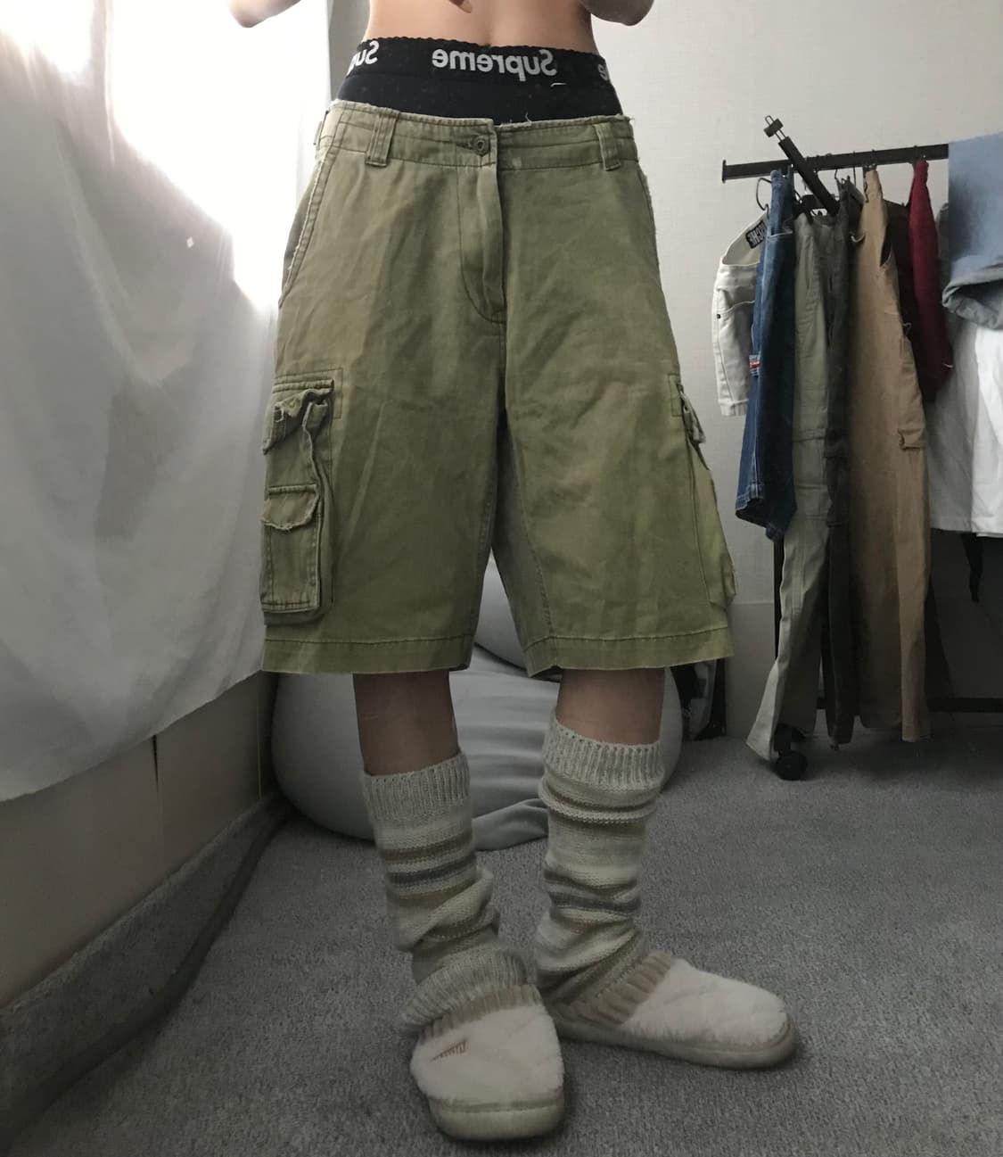 카키 와이드핏 버뮤다팬츠 상품이미지4