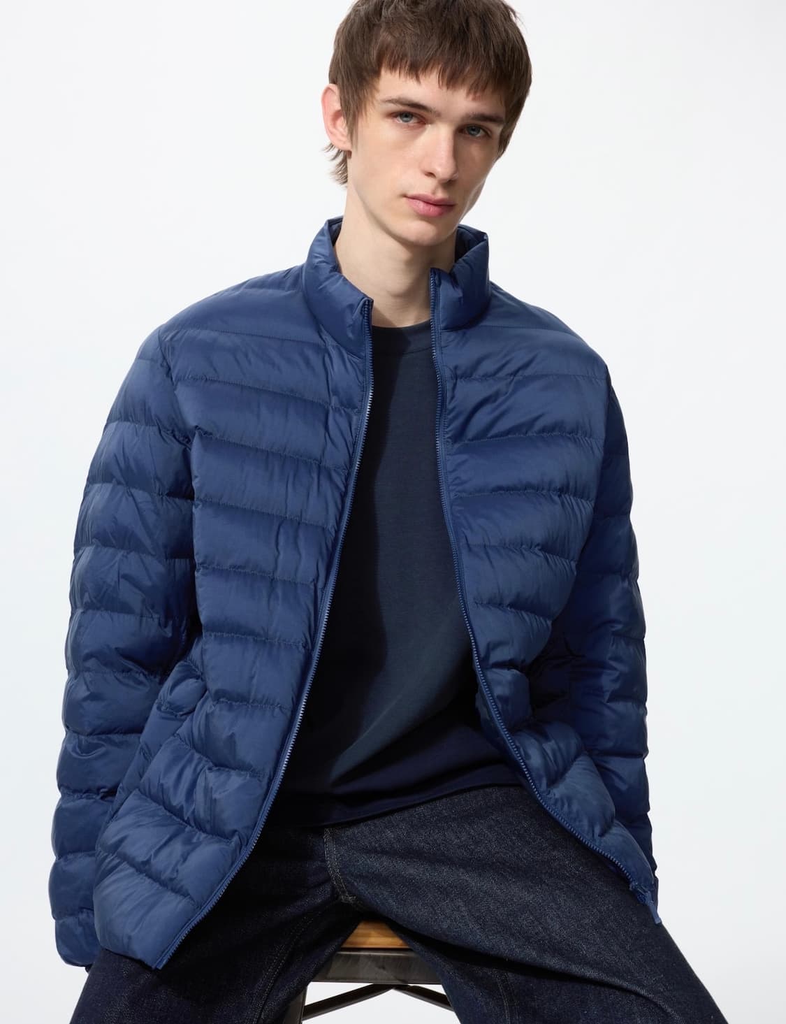 유니클로 퍼프테크 패딩 블루 XL사이즈 상품이미지1