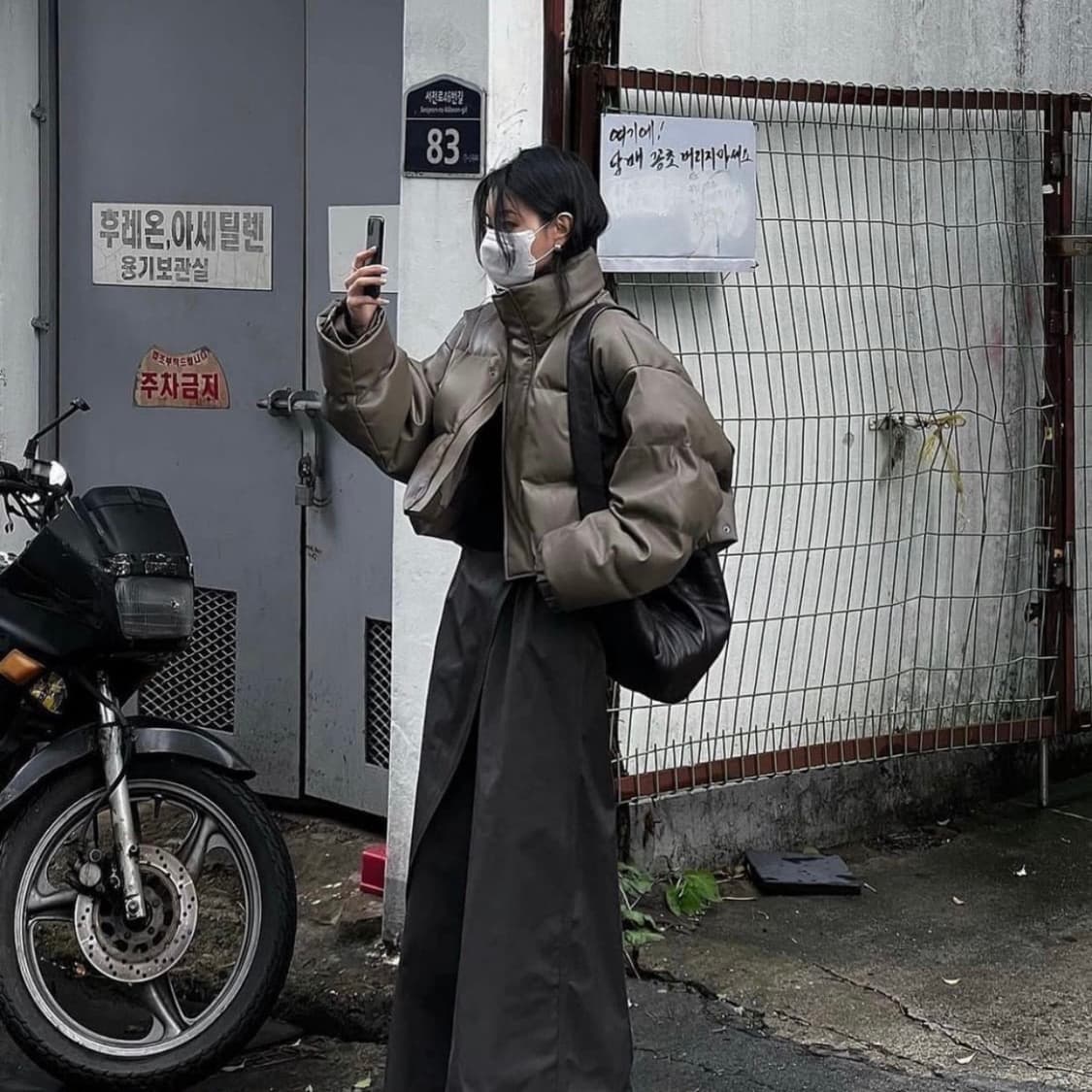 트리밍버드 레더패딩 모카그레이 상품이미지2