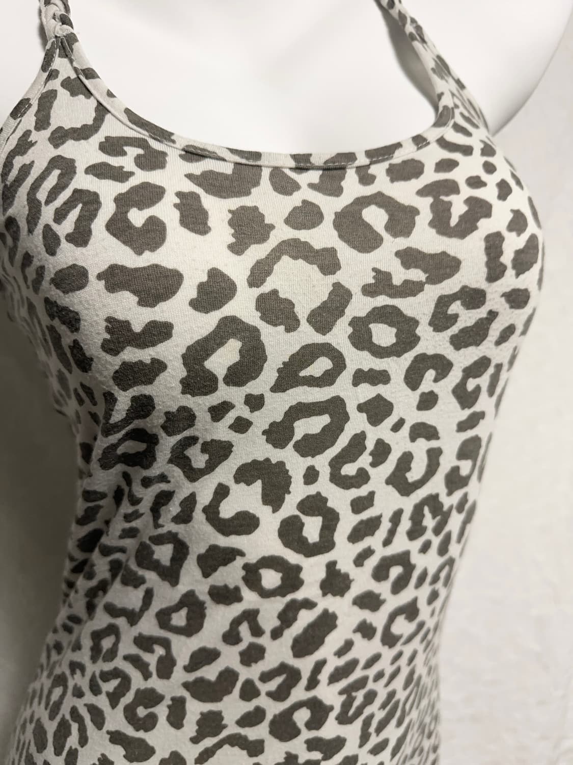 빈티지 갸루 펑크 레오파드 로프 홀터 슬리브리스 탑 상품이미지5