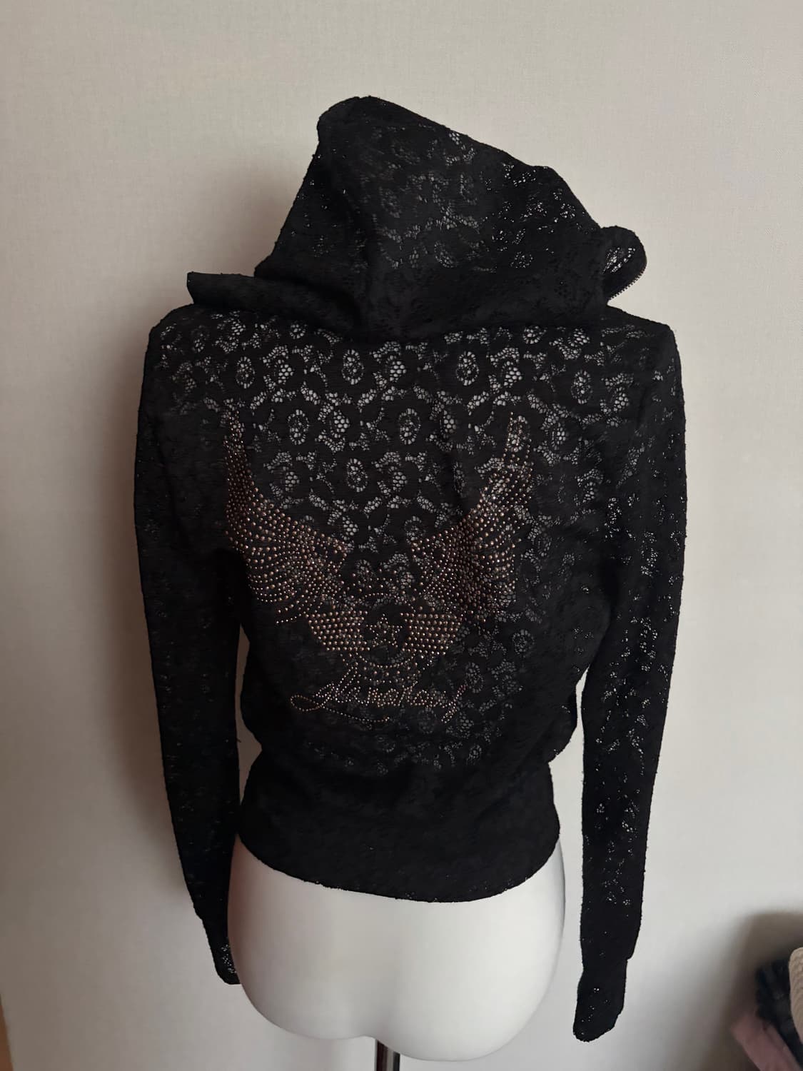 빈티지 레이스 큐빅 후드집업 상품이미지1